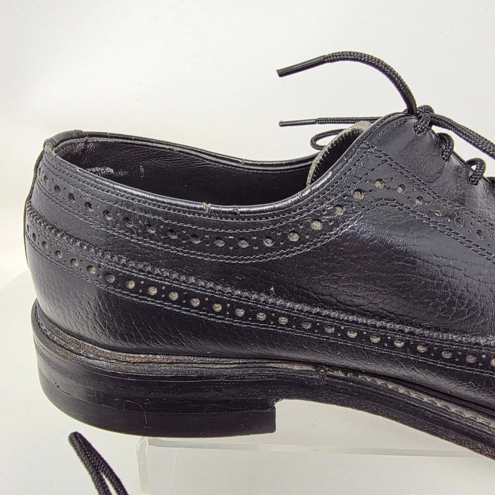 Hanover Wingtip Brogue Oxfords Mens 9 D 70128 Black Leather Dress Shoes USA Made